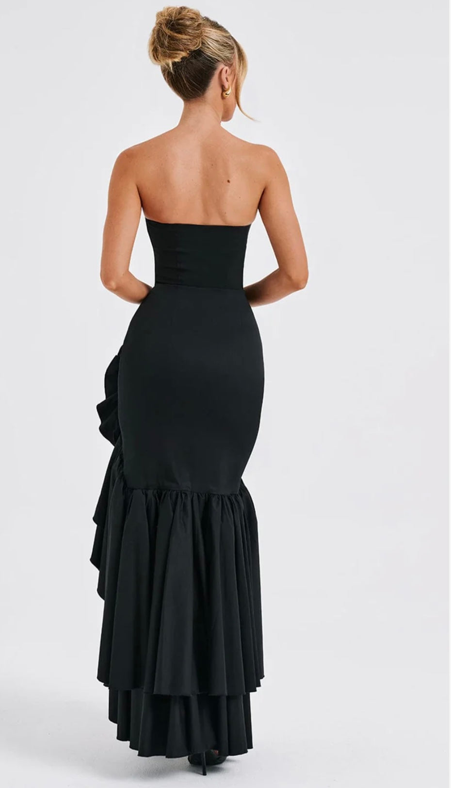 Strapless Side Slit Maxi Dress