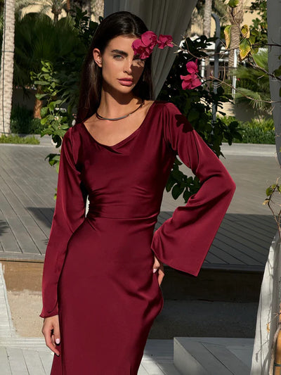 Satin Long Sleeve Dress