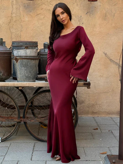 Satin Long Sleeve Dress