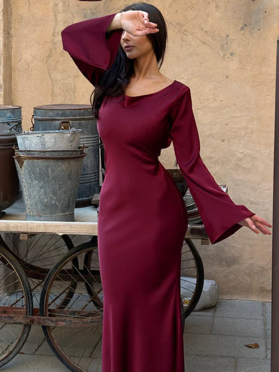 Satin Long Sleeve Dress