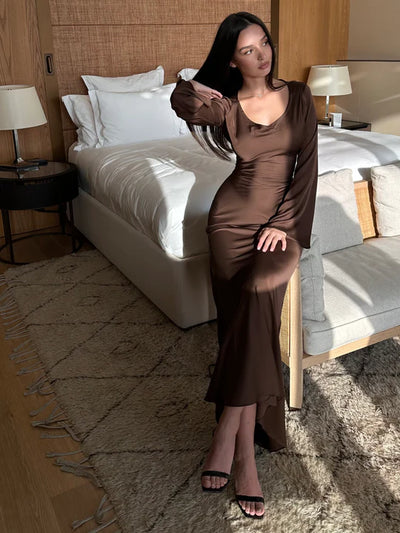 Satin Long Sleeve Dress