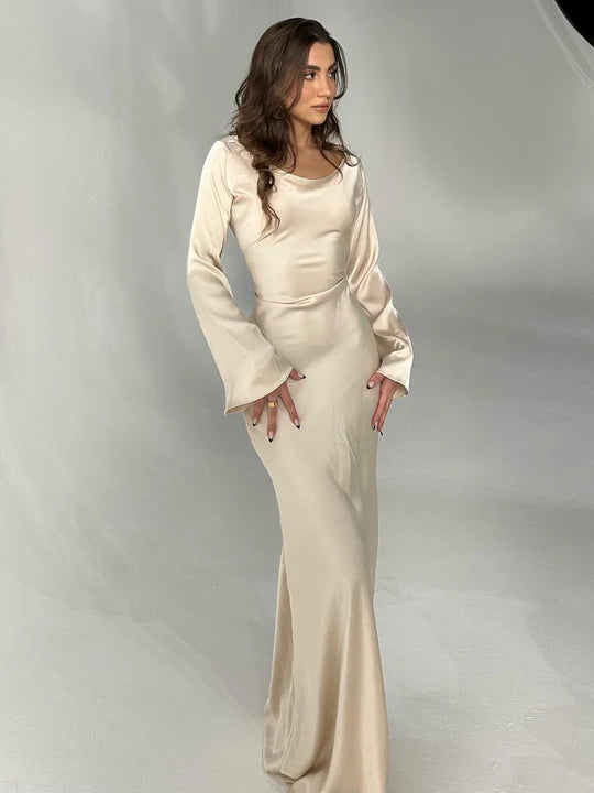 Satin Long Sleeve Dress