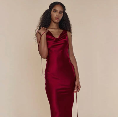 Satin Dress Red